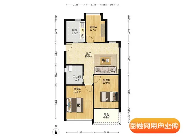 东方福邸，自住精装修，边套户型，高楼层采光好，视野开阔 - 图片 8