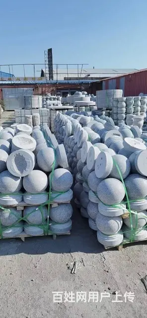 石球路障挡车，广场石墩子，停车场石球石墩 - 图片 7