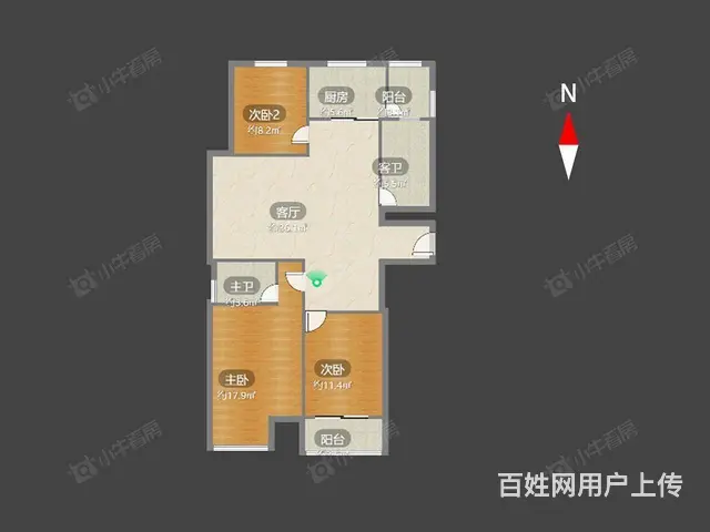 环球港旁九洲花园豪华装修大三房，楼层好一线品牌家具 - 图片 11