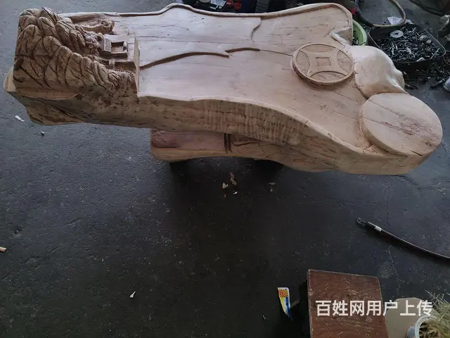 出售，自己用百年的梨树，雕刻的茶台 - 图片 1