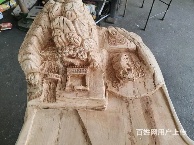 出售，自己用百年的梨树，雕刻的茶台 - 图片 2