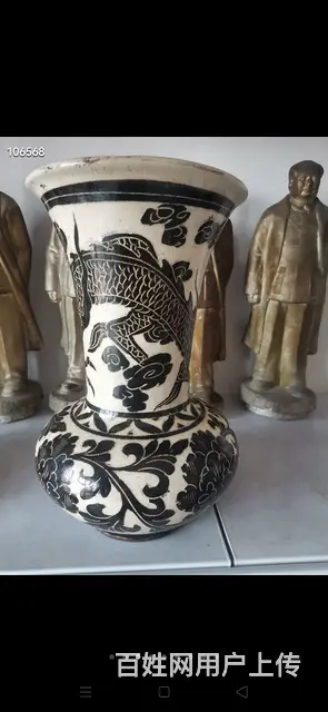 宋元时期磁州窑墨彩龙图案大罐一个，画工精致漂亮，难 - 图片 3