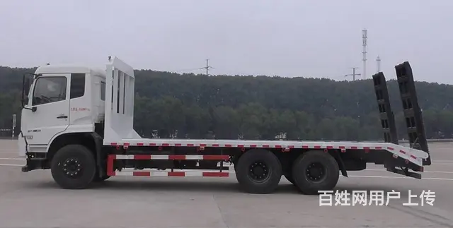 后双桥东风后八轮平板车价格 拉215挖机钻机拖板车 - 图片 3